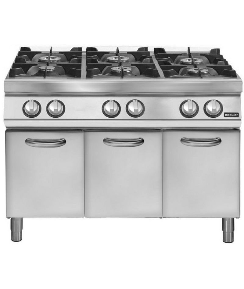 Cocina gas 4 fuegos Fondo 900 Base con puerta Pratika PK 90/120 PCGB-P