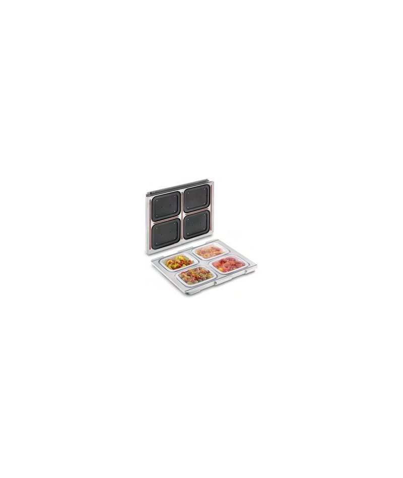 Plancha soldadora con recorte perimetral y molde para sellar 4 bandejas GN 1/8 x 4 (160x130 mm x 4)