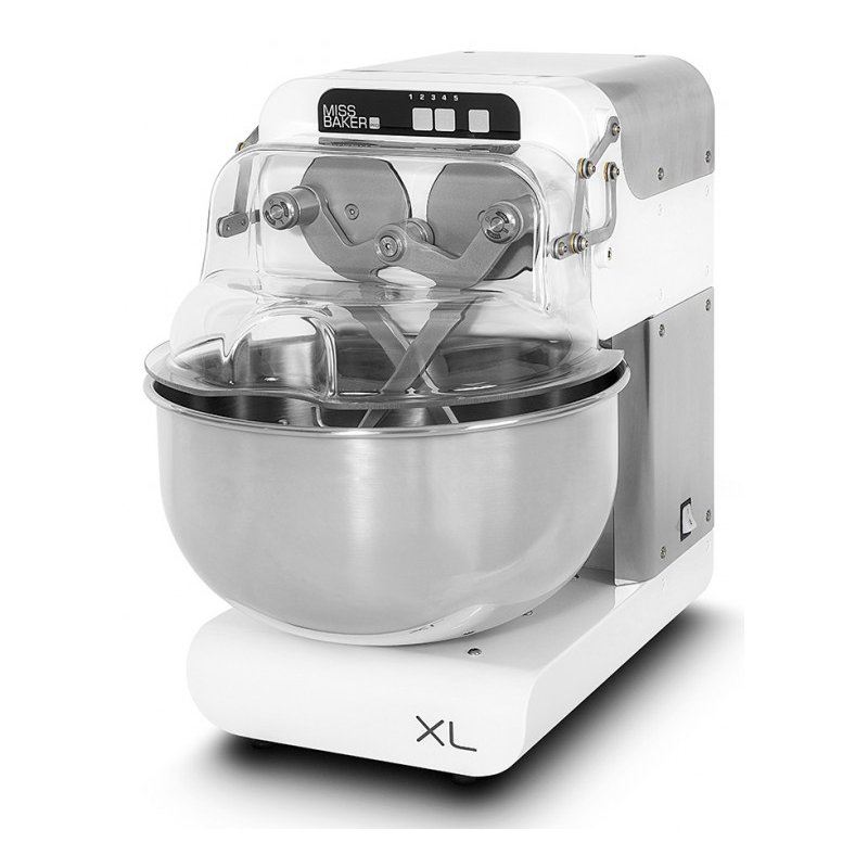 Miss Baker PRO XL blanca con cuba de 20 litros/6-9 Kg. Amasadora de brazos gemelos.