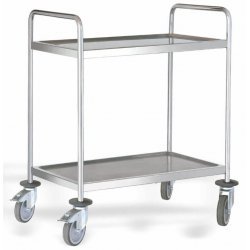 P80.250 - Carro de servicio de acero inoxidable - 2 Estantes de 900x500 - Dimensiones: 980x580x1015