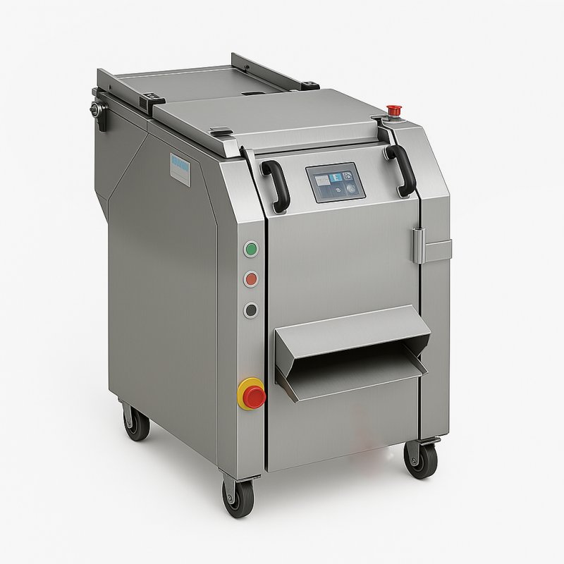 Máquina por el corte de cefalópodos, pulpo, calamar y sepia, con el sistema de posicionamiento automático