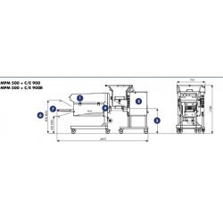 Picadora de carne automática profesional C/E 900 con mezclador y opción de elevador