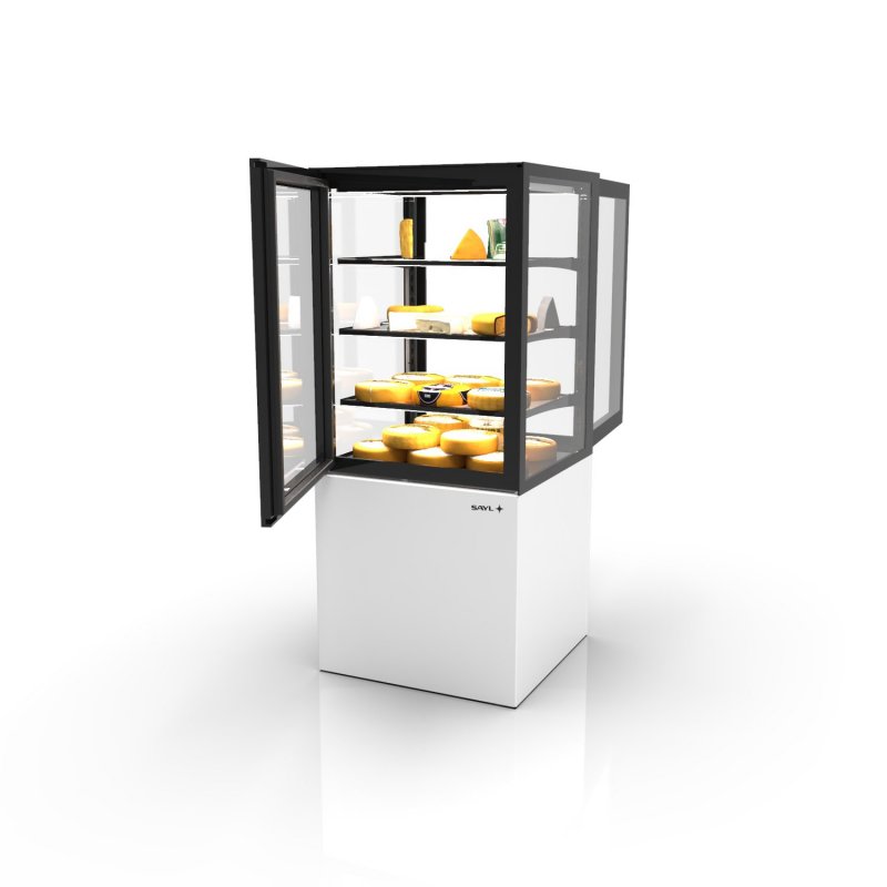 Vitrina refrigerada con control de humedad Integra IN60/80-140HA en blanco para quesos, bombones y embutidos Vitrina refrigerada con control de humedad Integra IN60/80-140HA en blanco para quesos, bombones y embutidos