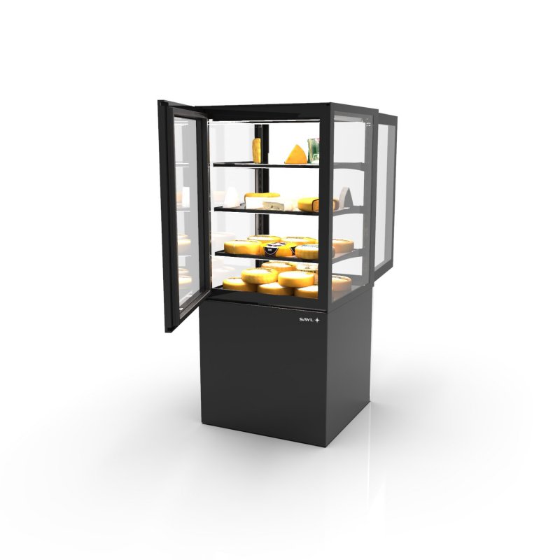 Vitrina refrigerada con control de humedad Integra IN60/80-140HA -B- en negro para quesos, bombones y embutidos