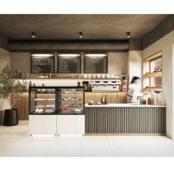 Vitrina refrigerada con control de humedad Integra IN60/50-110H en blanco con frontal Grab & Go