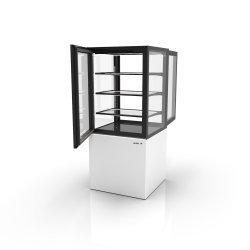 Vitrina neutra Integra IN60/80-140NA blanca con estantes de cristal e y luz para productos sin refrigeración
