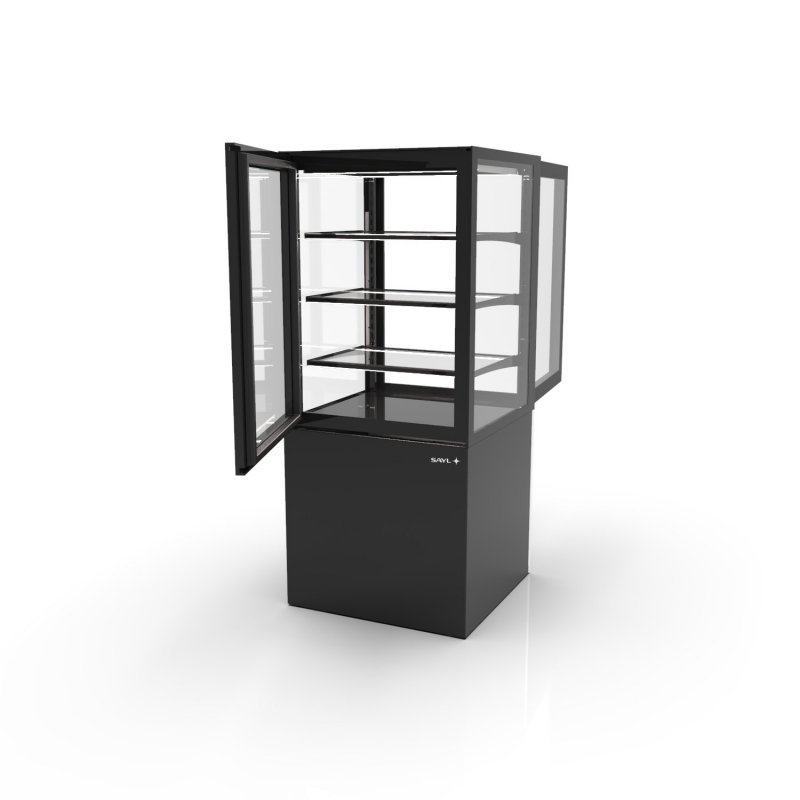 Vitrina neutra Integra IN60/80-140NA-B negra con estantes de cristal y luz LED para productos sin refrigeración Vitrina neutra Integra IN60/80-140NA-B negra con estantes de cristal y luz LED para productos sin refrigeración