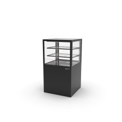 Vitrina neutra Integra IN60/50-110N -B- negra con 2 estantes de cristal y luz LED para productos sin refrigeración