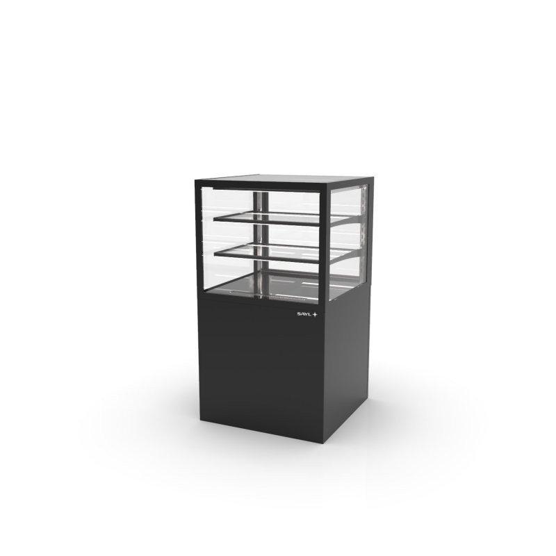 Vitrina neutra Integra IN60/50-110N -B- negra con 2 estantes de cristal y luz LED para productos sin refrigeración Vitrina neutra Integra IN60/50-110N -B- negra con 2 estantes de cristal y luz LED para productos sin refrigeración