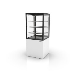 Vitrina neutra Integra IN60/80-140N blanca con 3 estantes de cristal y luz LED para productos sin refrigeración