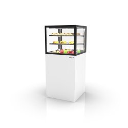 Vitrina refrigerada profesional Integra IN60/50-140 blanca con 2 estantes de cristal, luz LED y puertas correderas
