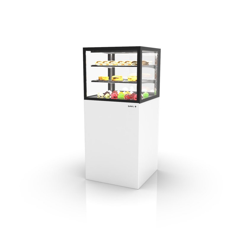 Vitrina refrigerada profesional Integra IN60/50-140 blanca con 2 estantes de cristal, luz LED y puertas correderas