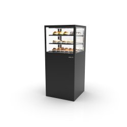 Vitrina refrigerada profesional Integra IN60/50-140 -B- negra con 2 estantes de cristal, luz LED y puertas correderas