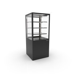 Vitrina neutra profesional Integra IN60/80-140N -B- en negro con 3 estantes de cristal e iluminación LED