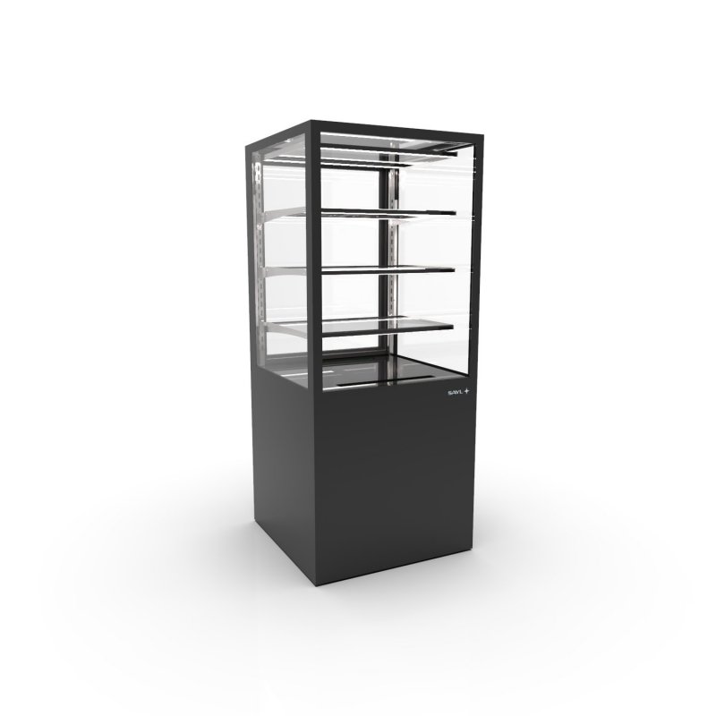 Vitrina neutra profesional Integra IN60/80-140N -B- en negro con 3 estantes de cristal e iluminación LED Vitrina neutra profesional Integra IN60/80-140N -B- en negro con 3 estantes de cristal e iluminación LED