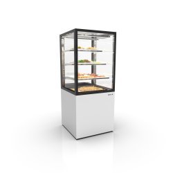 Vitrina caliente Integra IN60/80-140C blanca con 3 estantes de cristal, LED y control táctil para exposición caliente