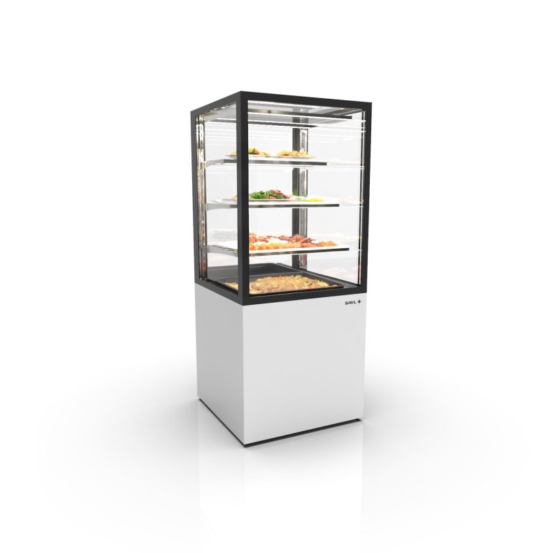 Vitrina caliente Integra IN60/80-140C blanca con 3 estantes de cristal, LED y control táctil para exposición caliente Vitrina caliente Integra IN60/80-140C blanca con 3 estantes de cristal, LED y control táctil para exposición caliente