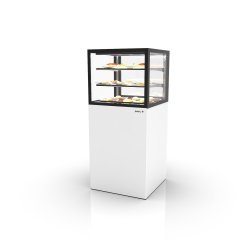 Vitrina caliente profesional Integra IN60/50-140C en blanco con 2 estantes de cristal y control táctil LED