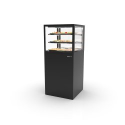 Vitrina caliente profesional Integra IN60/50-140C -B- en negro con 2 estantes de cristal, calor seco y LED