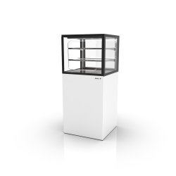Vitrina neutra profesional Integra IN60/50-140NG en blanco con 2 estantes de cristal, LED y puertas correderas