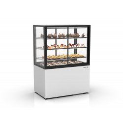 Vitrina refrigerada profesional Integra IN100/80-140A blanca con 3 estantes de cristal y control táctil LED