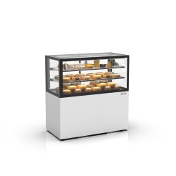 Vitrina refrigerada profesional IN100/50-110H blanca con control de humedad, frontal Grab & Go y 2 estantes de cristal
