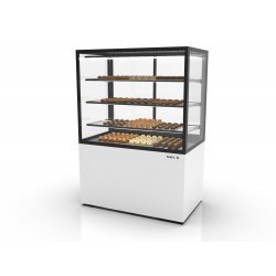 Vitrina refrigerada profesional IN100/80-140H blanca con control de humedad, acceso Grab & Go y 3 estantes de cristal