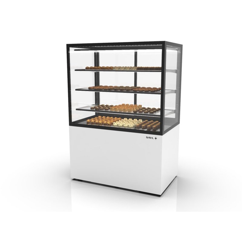 Vitrina refrigerada profesional IN100/80-140H blanca con control de humedad, acceso Grab & Go y 3 estantes de cristal Vitrina refrigerada profesional IN100/80-140H blanca con control de humedad, acceso Grab & Go y 3 estantes de cristal