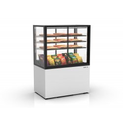 Vitrina neutra profesional IN100/80-140NA blanca con 3 estantes de cristal, LED y diseño sin tornillería exterior