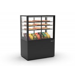 Vitrina neutra profesional IN100/80-140NA -B- negra con 3 estantes de cristal, luz LED y acceso frontal y trasero
