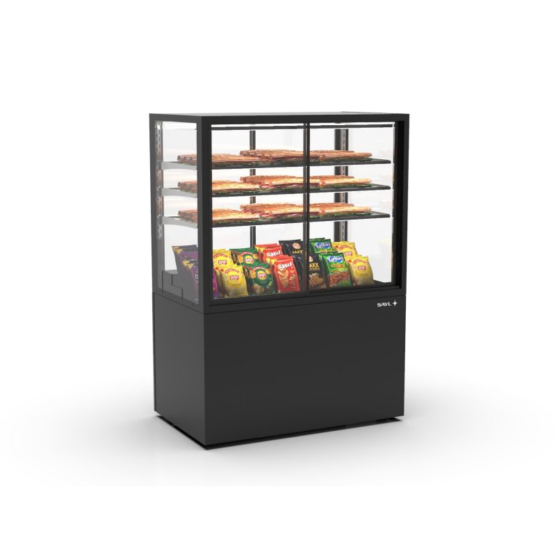 Vitrina neutra profesional IN100/80-140NA -B- negra con 3 estantes de cristal, luz LED y acceso frontal y trasero Vitrina neutra profesional IN100/80-140NA -B- negra con 3 estantes de cristal, luz LED y acceso frontal y trasero