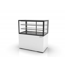 Vitrina neutra profesional IN100/50-110N blanca con 2 estantes de cristal, LED y diseño sin tornillería visible