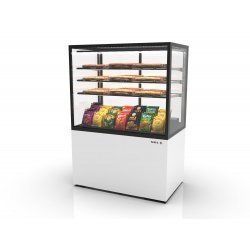 Vitrina neutra profesional IN100/80-140N en blanco con 3 estantes de cristal, luz LED y diseño sin tornillería