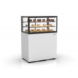 Vitrina refrigerada profesional IN100/50-140 en blanco con 2 estantes de cristal, LED, frío ventilado y control táctil