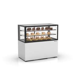 Vitrina vertical refrigerada Integra IN120/50-110 blanca con LED, estantes de cristal y puertas correderas