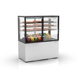 Vitrina neutra IN120/80-140NS blanca | 3 estantes de cristal, puertas batientes y alta visibilidad