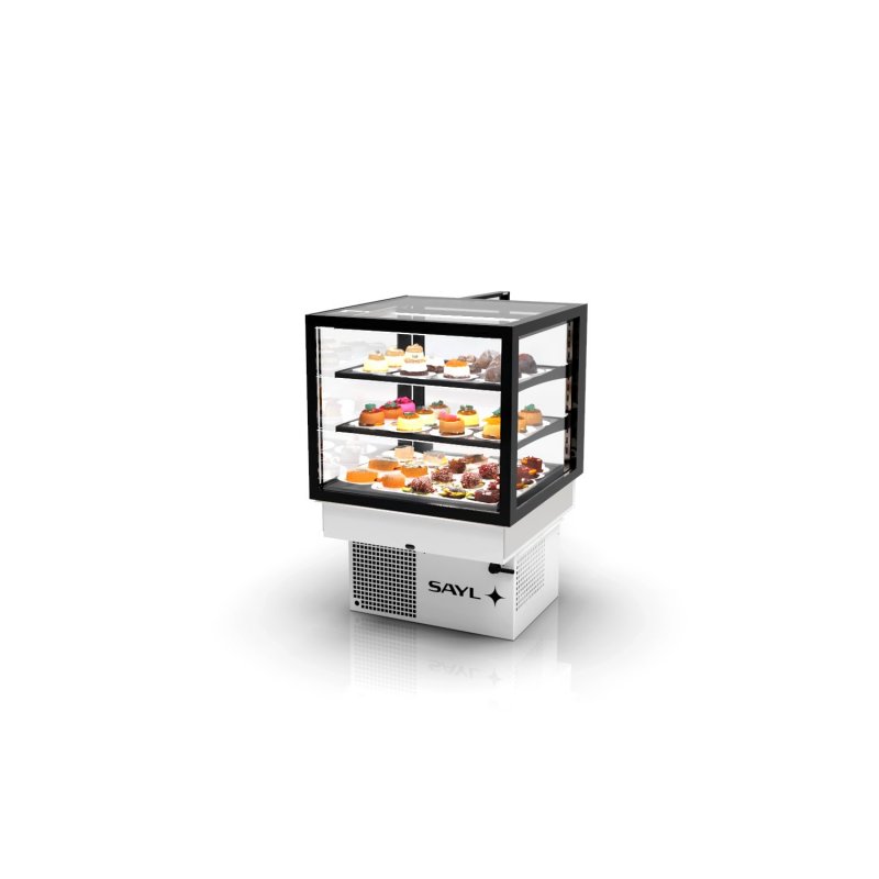Vitrina Drop-In refrigerada DP60-50G blanca | Cristal templado, frío ventilado y sistema Grab & Go