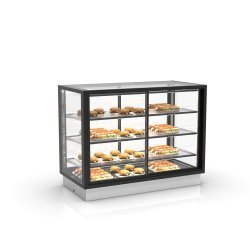 Vitrina Drop-In DP120-80CA blanca de calor seco con 3 estantes regulables y doble cristal templado para hostelería