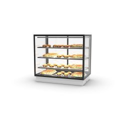 Vitrina drop-in blanca DP100-80C de calor seco ventilado con 3 estantes, LED y doble cristal para productos calientes