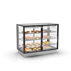 Vitrina Drop-In calor seco DP120-80CS blanca con triple estante y cristal templado de alta visibilidad
