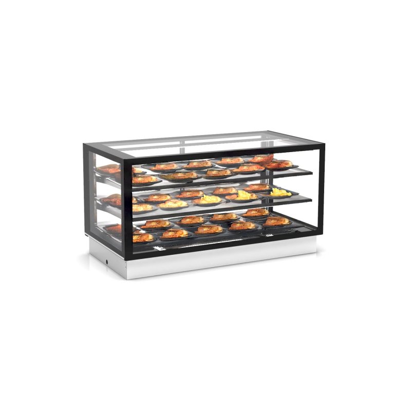 Vitrina Drop-In calor seco DP120-50C blanca con estantes regulables y gran visibilidad profesional