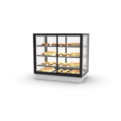 Vitrina Drop-In calor seco DP100-80CA blanca con puertas correderas, estantes regulables y doble cristal