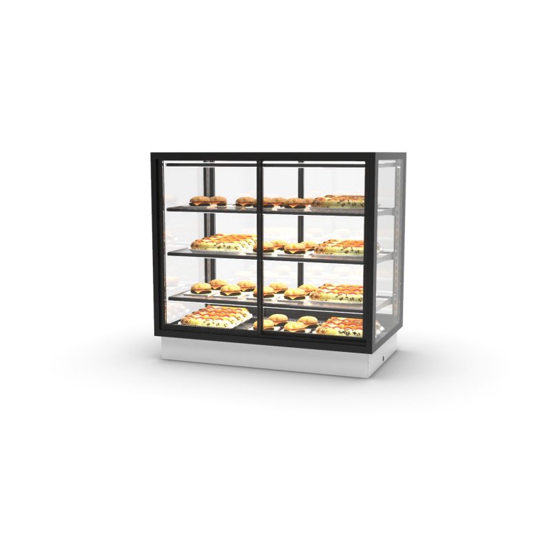 Vitrina Drop-In calor seco DP100-80CA blanca con puertas correderas, estantes regulables y doble cristal