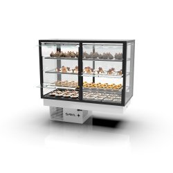 Vitrina Drop-In refrigerada DP120-80S blanca con frontal abatible, frío ventilado y estantes regulables