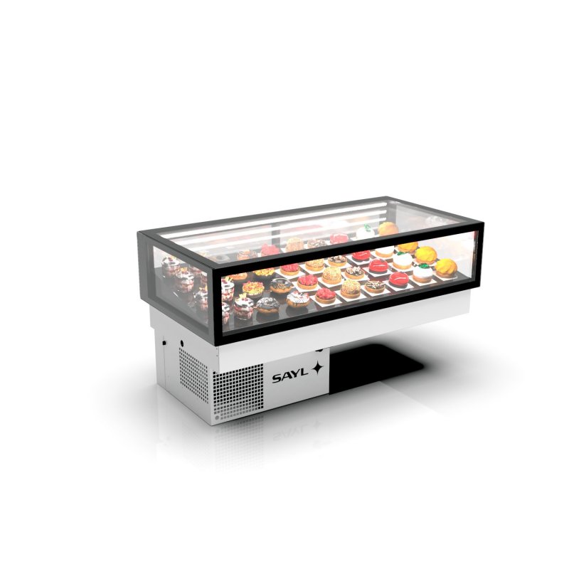 Vitrina Drop-In refrigerada DP120-20 blanca con frío ventilado, 2 estantes y cristal templado