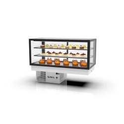 Vitrina Drop-In refrigerada DP120-50 blanca con frío ventilado, alta visibilidad y 2 estantes