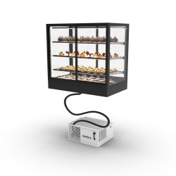 Vitrina refrigerada IN100-90RA-B negra con grupo remoto, LED, cristal doble y control táctil