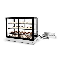Vitrina refrigerada IN120-90RA blanca con grupo remoto, LED, cristal doble y estantes regulables