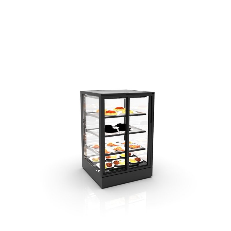 Vitrina refrigerada IN60-90RA-B negra con grupo remoto, LED y estantes regulables profesionales Vitrina refrigerada IN60-90RA-B negra con grupo remoto, LED y estantes regulables profesionales