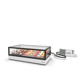 Vitrina refrigerada IN120-40R blanca con grupo remoto, LED, cristal templado y control táctil profesional